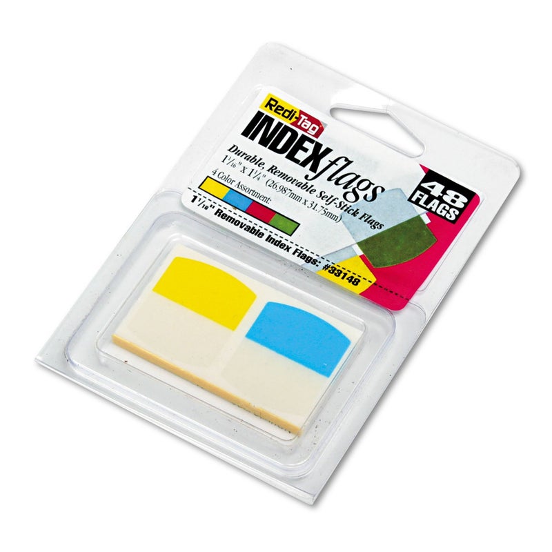 Redi-Tag 33148 Write-On Self-Stick Index Tabs 1 1/16 Inch 4 Colors 48/Pack - Image 2
